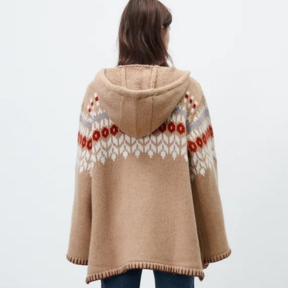 Wool Blend Jacquard Poncho - Picture 7 of 7
